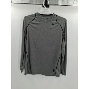 Nike Pro Mens Gray Long Sleeve Dri-Fit Fitted Shirt Large